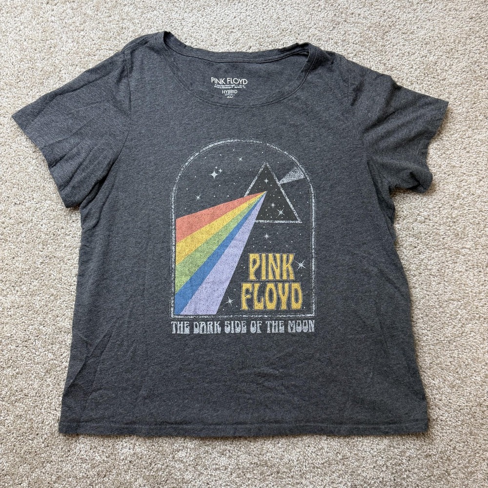 Pink Floyd Shirt Womens XL Gray Dark Side Of Moon Graphic Hybrid Apparel